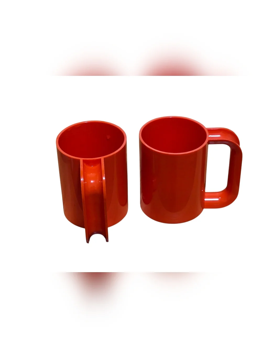 Massimo Vignelli Heller Orange Melamine Stackable Mugs, Set of 2 Vintage MCM
